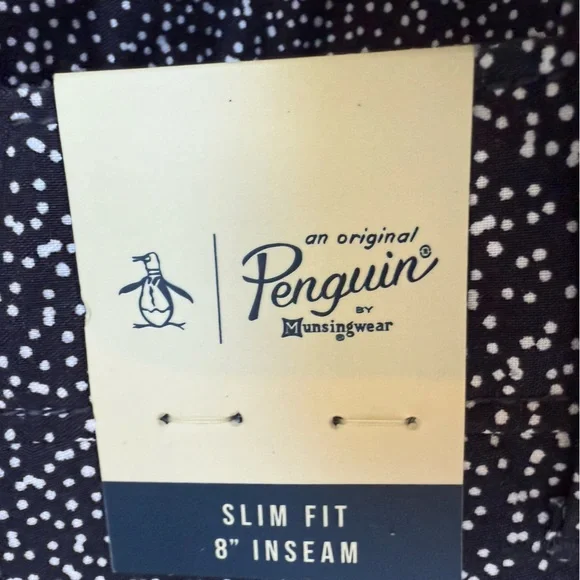 The Original Penguin Men's Flat Front Navy White Patterned Shorts 8” inseam 38 - Picture 3 of 7